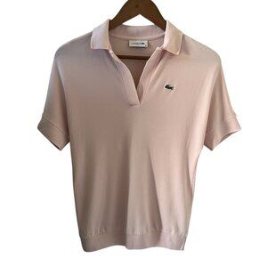 Lacoste Loose Fit Pique Polo Shirt In Light Pink Size XS